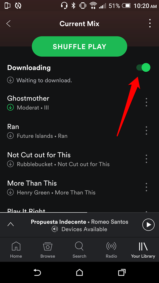 Spotify download songs on mobile phones